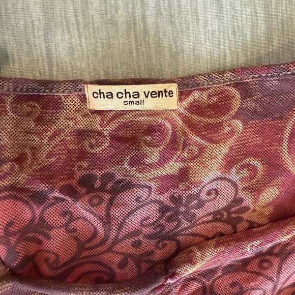 Y2K Womens Floral Asymmetrical Sheer Babydoll Top Size S Forest Fairy Whimsigoth - Picture 9 of 11